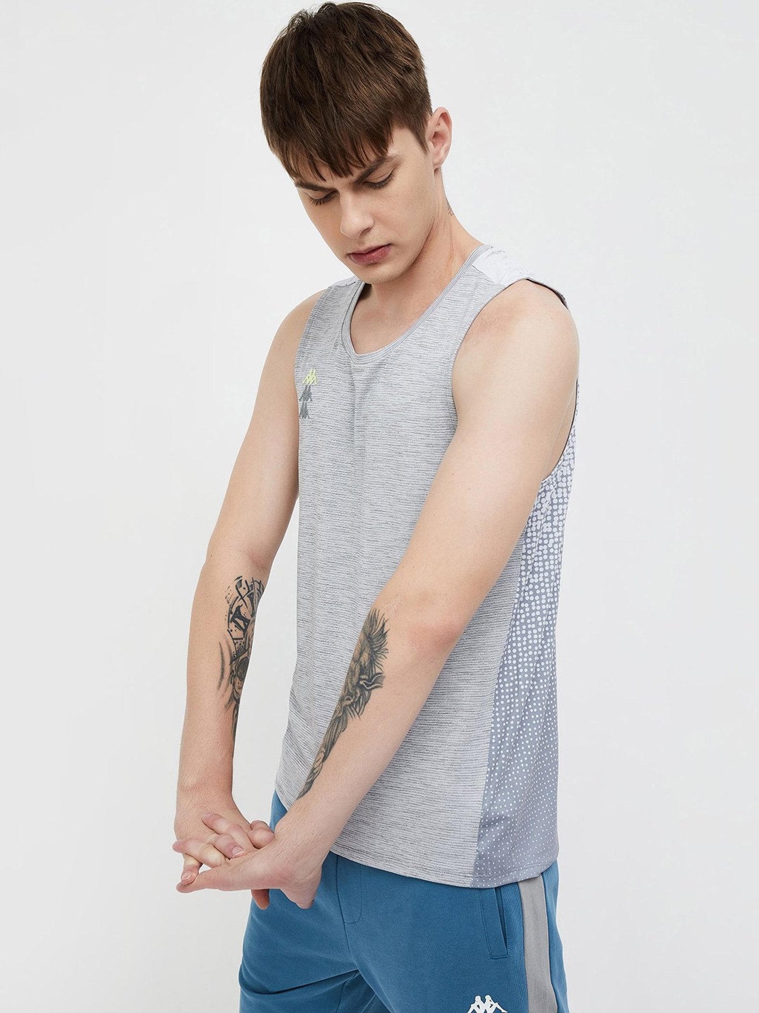 KAPPA Grey Regular Fit Printed Tank T-Shirt