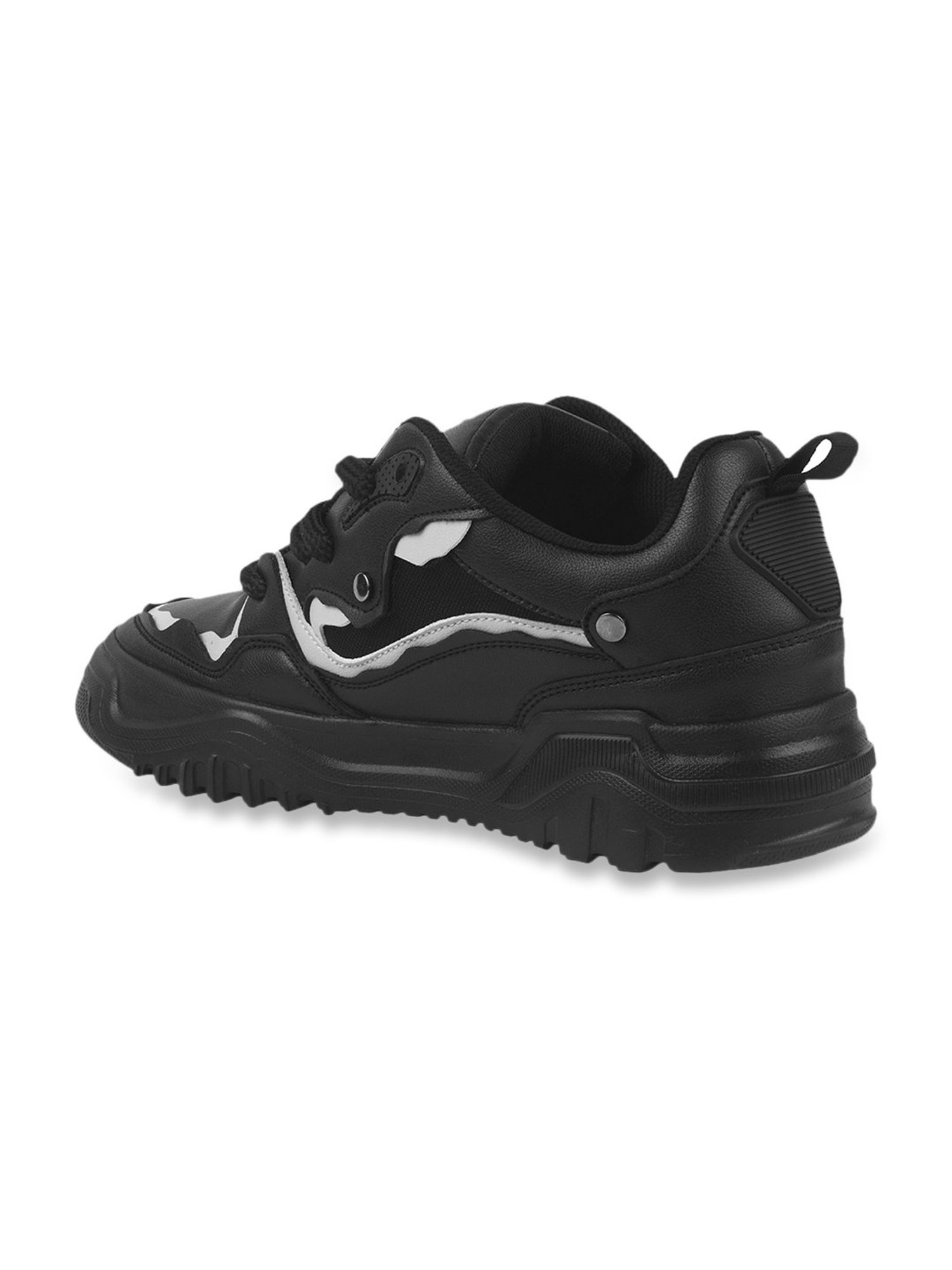 The White Pole Men's Black Casual Sneakers