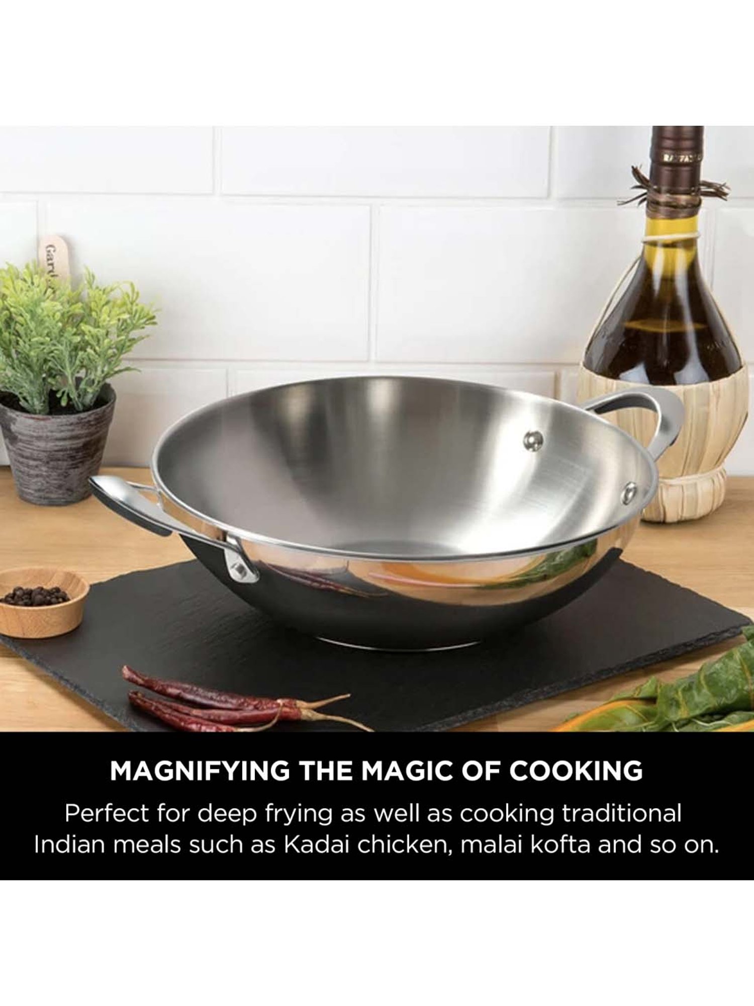 Meyer Select Stainless Steel Kadai 24cm (Induction & Gas Compatible)
