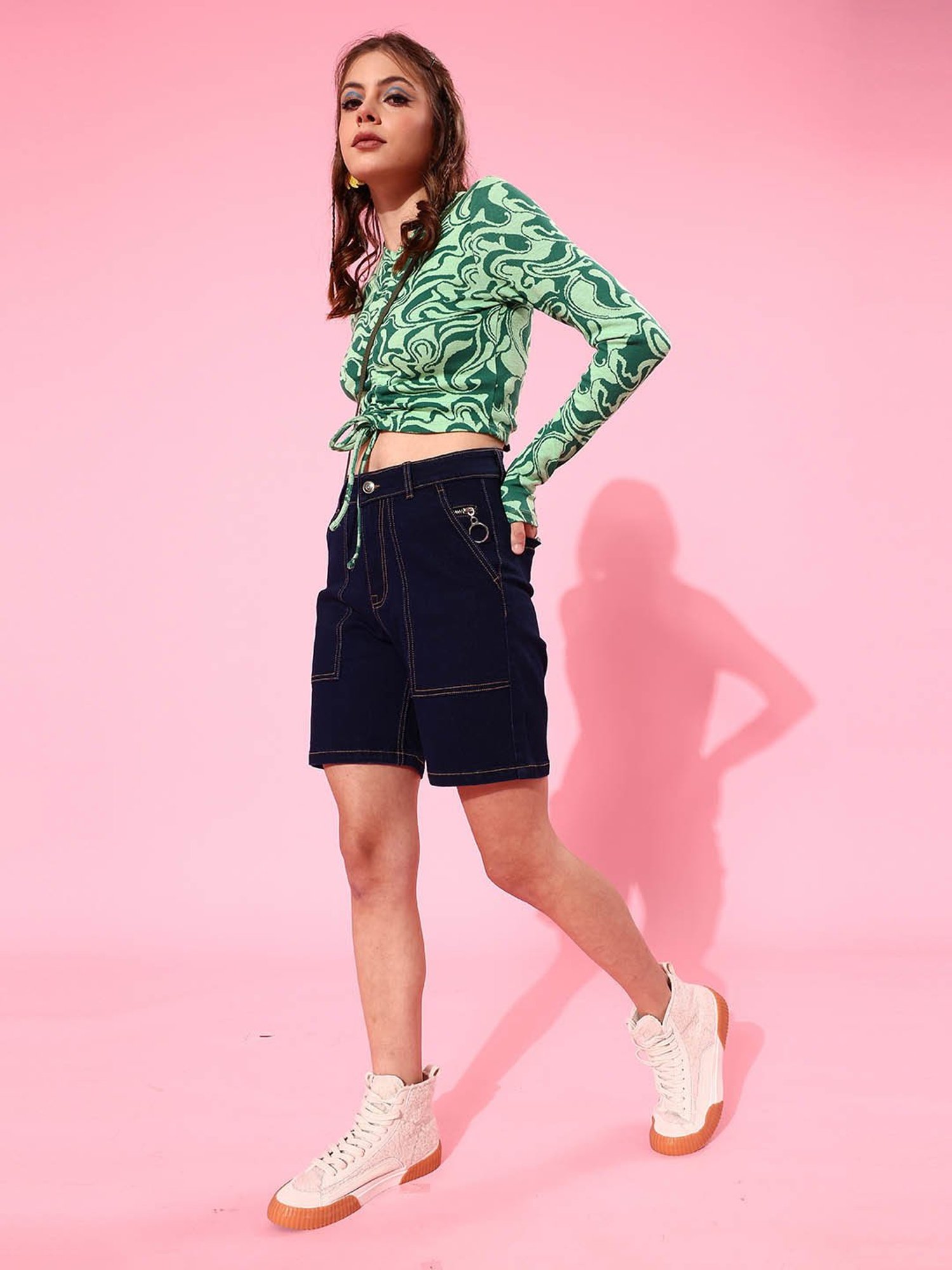 DOLCE CRUDO Dark Blue Denim Shorts