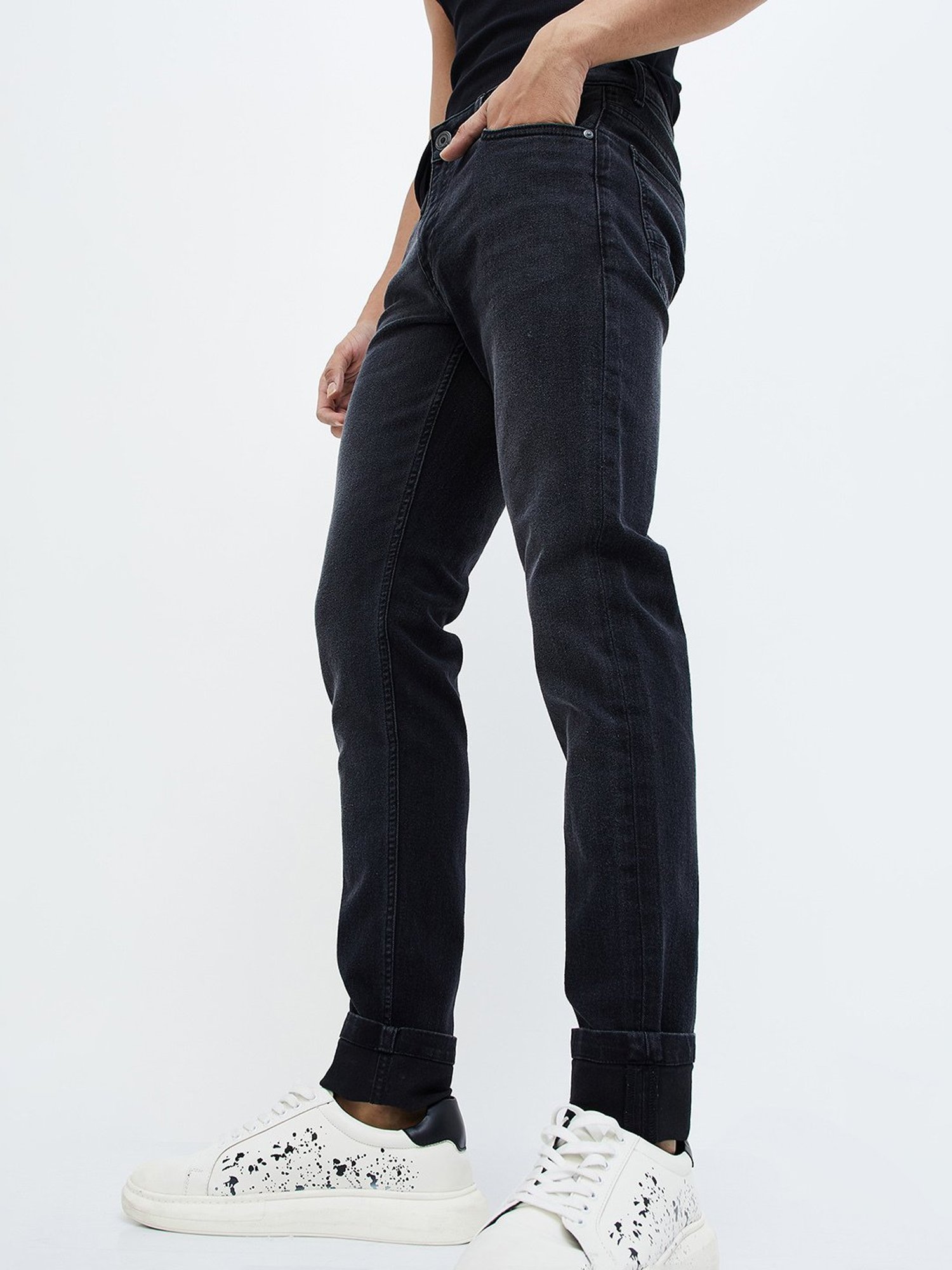 Forca by Lifestyle Black Skinny Fit Lightly Washed Jeans