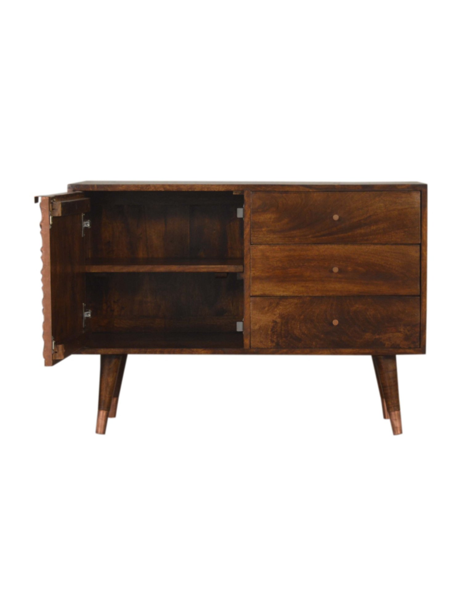 Fabindia Brown Sheesham Wood Textured Cabinet