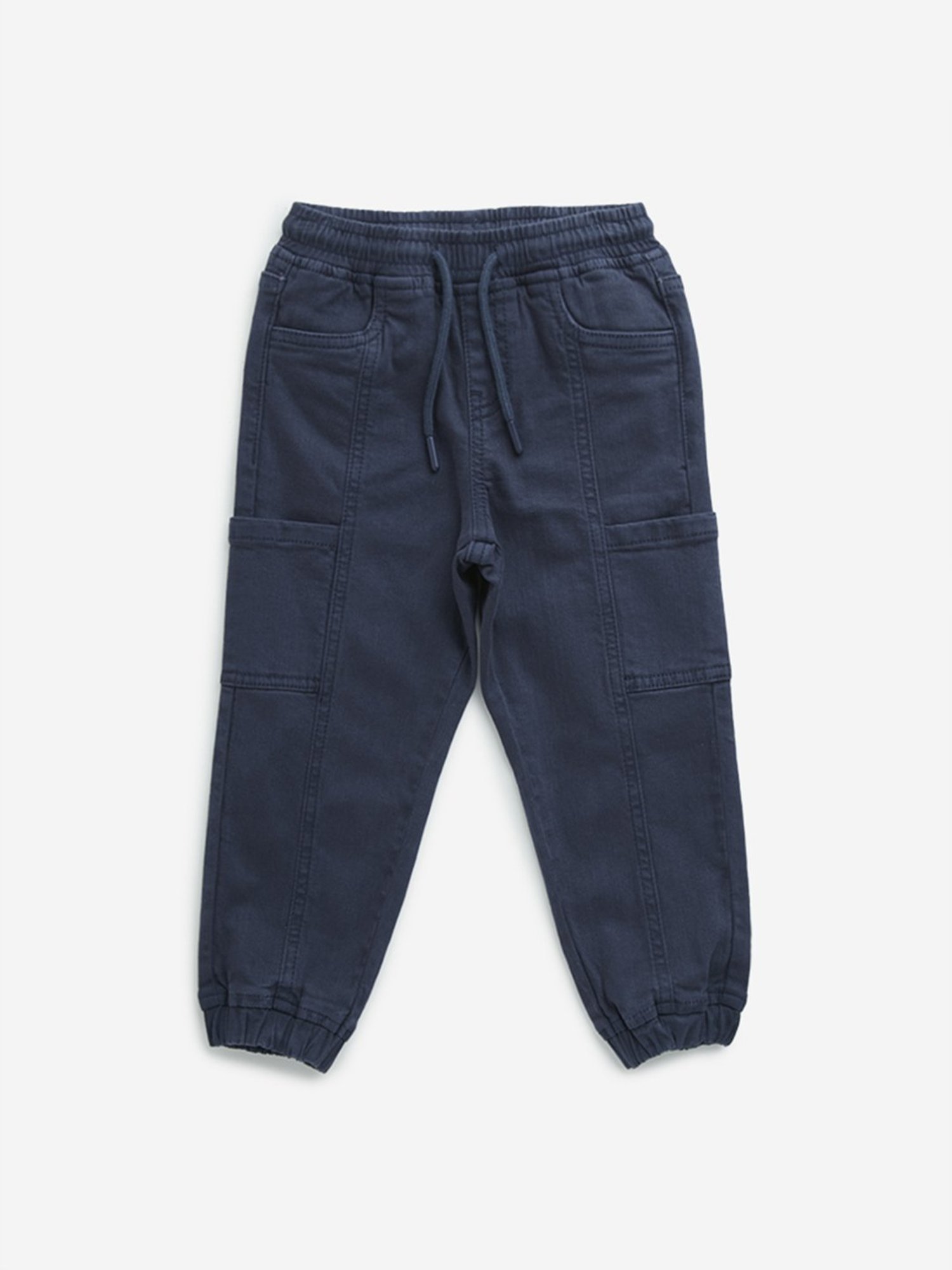 HOP Kids by Westside Navy Cargo-Style Mid-Rise Denim Joggers