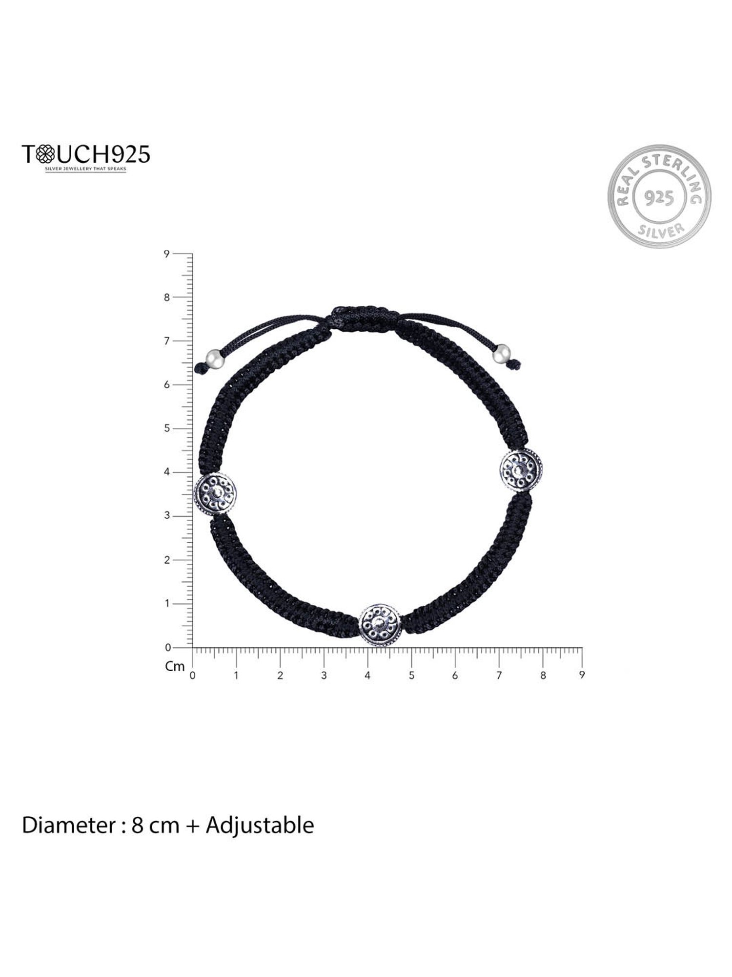 Touch925 Round Charm Silver Thread Anklet for Women