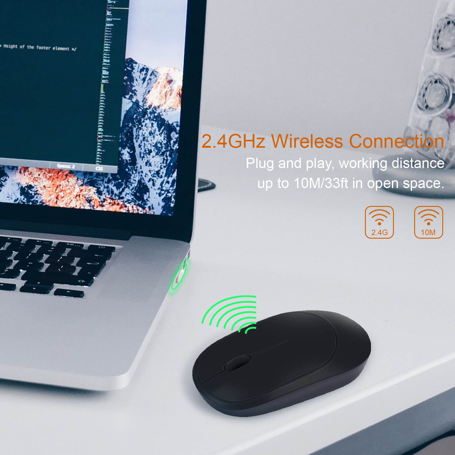 Anivia 2.4G Rechargeable Wireless Mouse with USB Receiver, Portable Ultra-Thin Noiseless Mouse for Notebook, PC, Laptop, Computer, MacBook &ndash;Gradient color