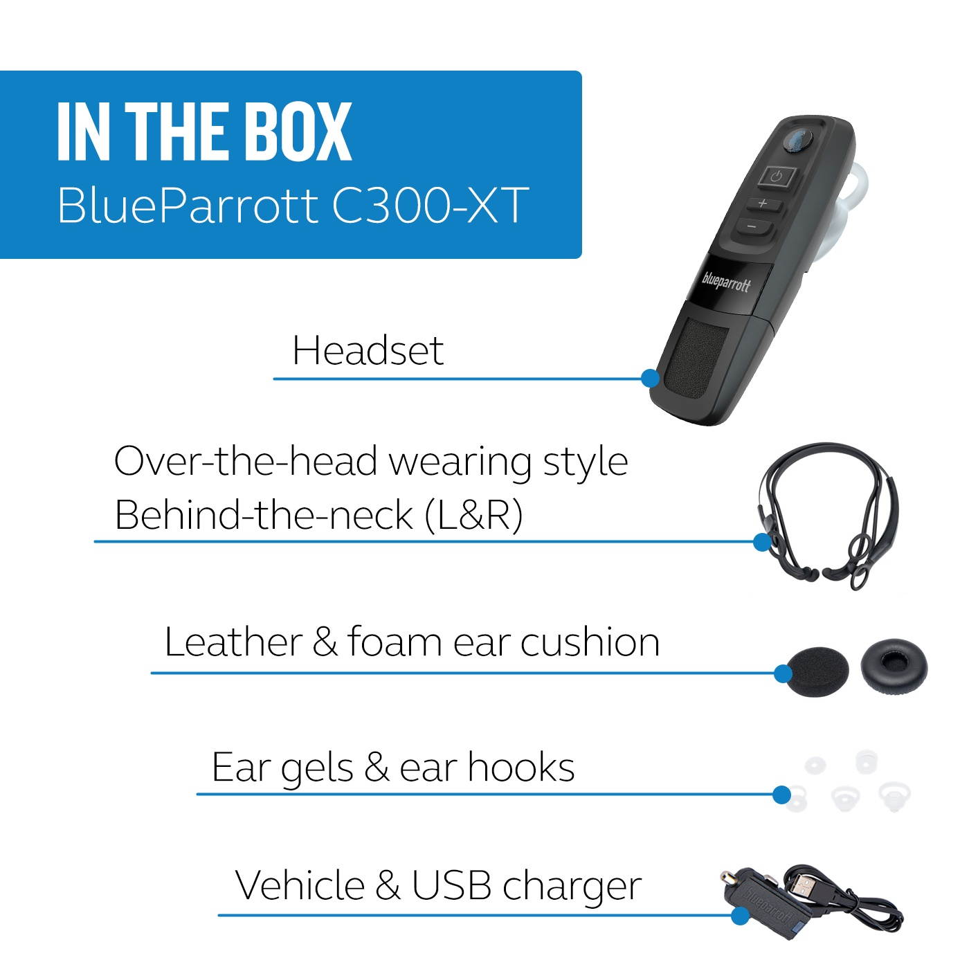 BlueParrott C300-XT Noise Canceling Bluetooth Trucker Headset