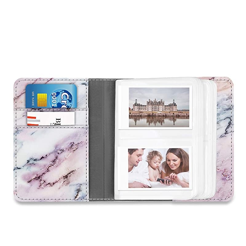 Mini Photo Album for 3Inch Film 104 Pockets Album for Fujifilm Instax Mini 11Mini 9Mini Link PrinterMini LiPlay Canon Ivy CLIQ Polaroid Kodak Instant Print Camera Marble Pink