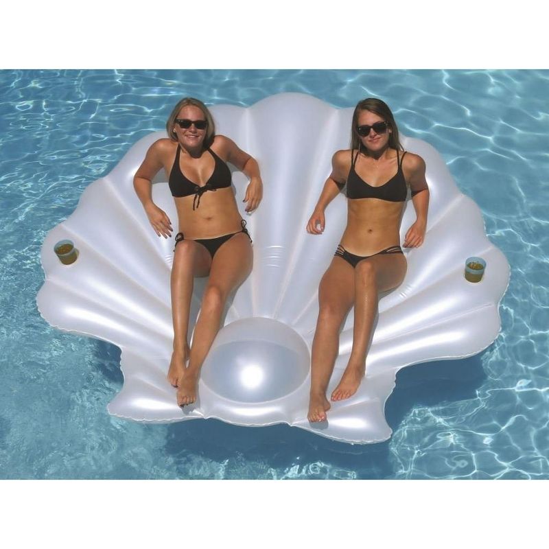 Swimline 82" Water Sports Inflatable Seashell Island Swimming Pool Raft Lounger - White