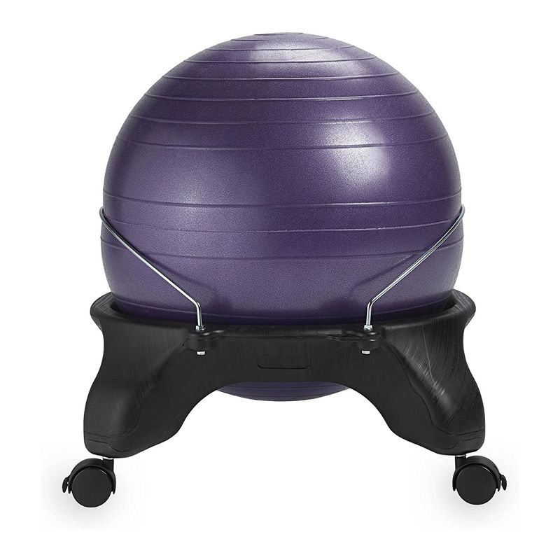 Gaiam Backless Classic Fitness Core Balance Ball Chair with Stable 4 Wheel Base to Improve Posture, Core Strength, and Relieves Pain, Purple