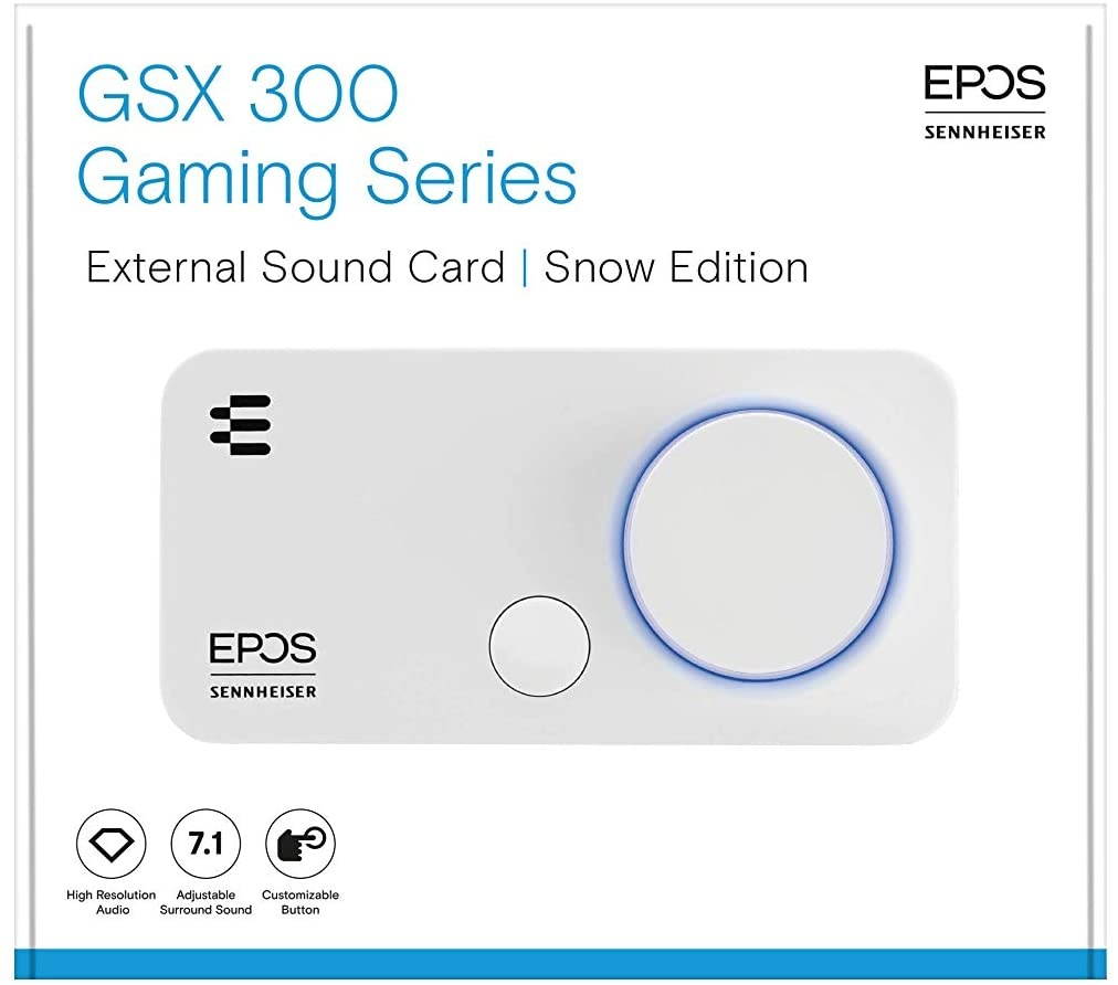 EPOS I Sennheiser GSX 300 Snow Edition, Gaming Dac/External Sound Card with 7:1 Surround, High Resolution Audio EQ presets for Gaming, Movies and Music - Gaming Amplifier for PC and MAC Compatible