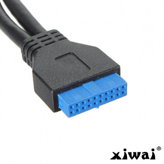 Xiwai 2 ports USB 3.0 Female to Motherboard 20pin Header cable for front panel 20cm
