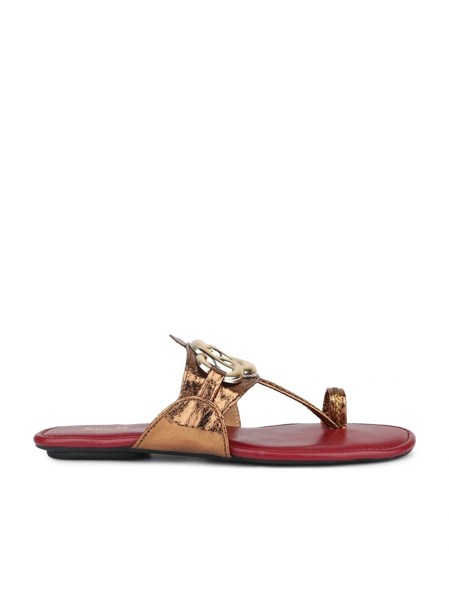 Inc.5 Women's Antique Gold Kolhapuri Sandals