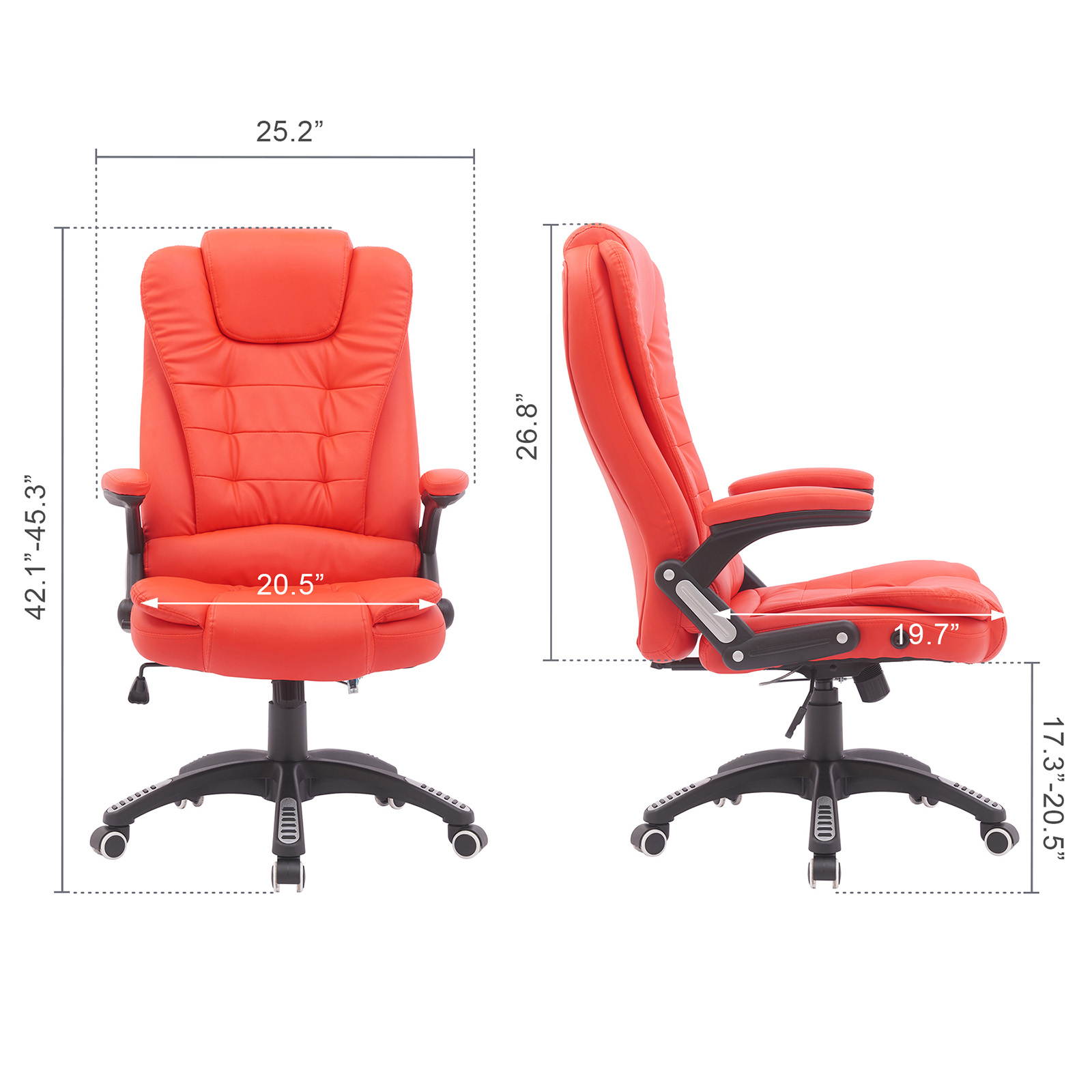 YOUTHUP Office Chair Computer High Back Adjustable Ergonomic Desk Chair Executive PU Leather Swivel Task Chair with Armrests Lumbar Support,White