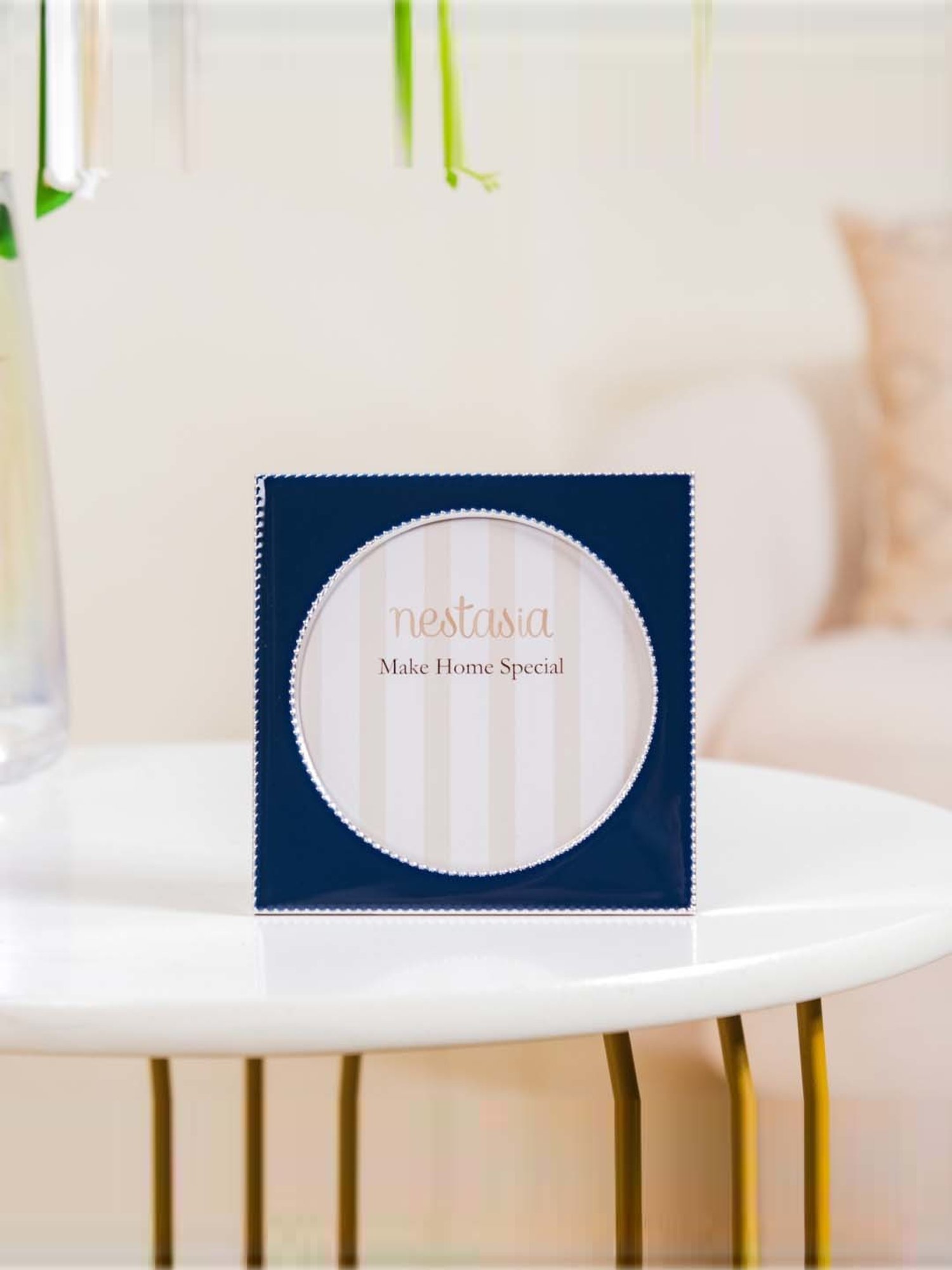 Nestasia Polished Circular Display Navy Blue Photo Frame 5 Inches x 5 Inches