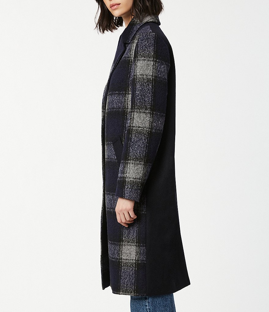 Kenneth Cole New York Short Water-Resistant Stand Collar Hooded Long Sleeve Chevron Puffer Jacket