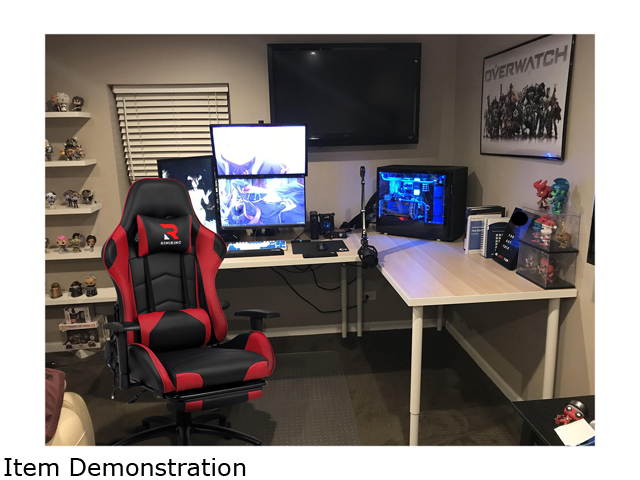 RIMIKINGMassage Gaming Chair with Retractable Footrest-Adjustable Lumbar Cushion Computer Office Racing Chair Headrest Swivel Rocking Desk Chair Ergonomic