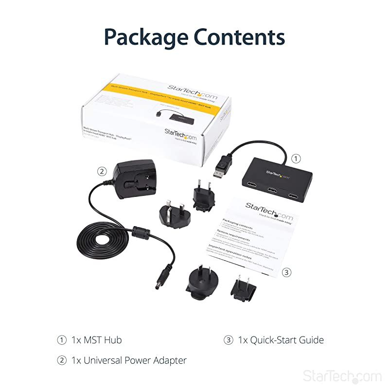 com DisplayPort to HDMI MultiMonitor Splitter 3Port MST Hub DP 12 to 3x HDMI MST Hub MSTDP123HD