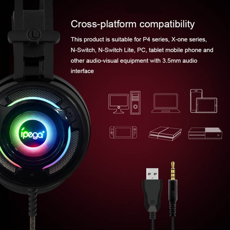 IPega Gaming Headset Head-mounted PG-R008 Surround Sound Headphone With Microphone For PC Switch PS4 Xbox One Cellphone