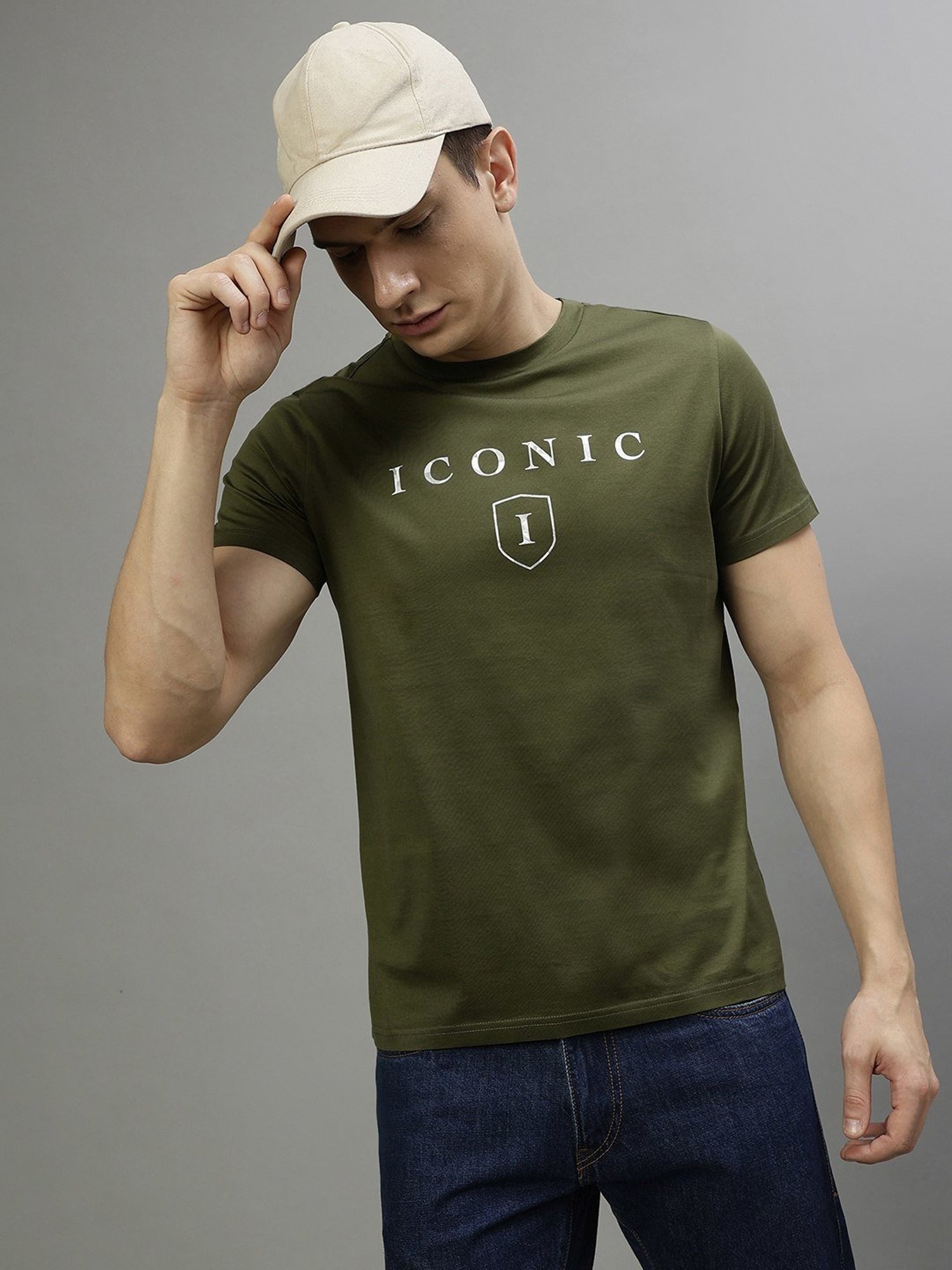 Iconic Men Typography Regular Fit Cotton T-shirt