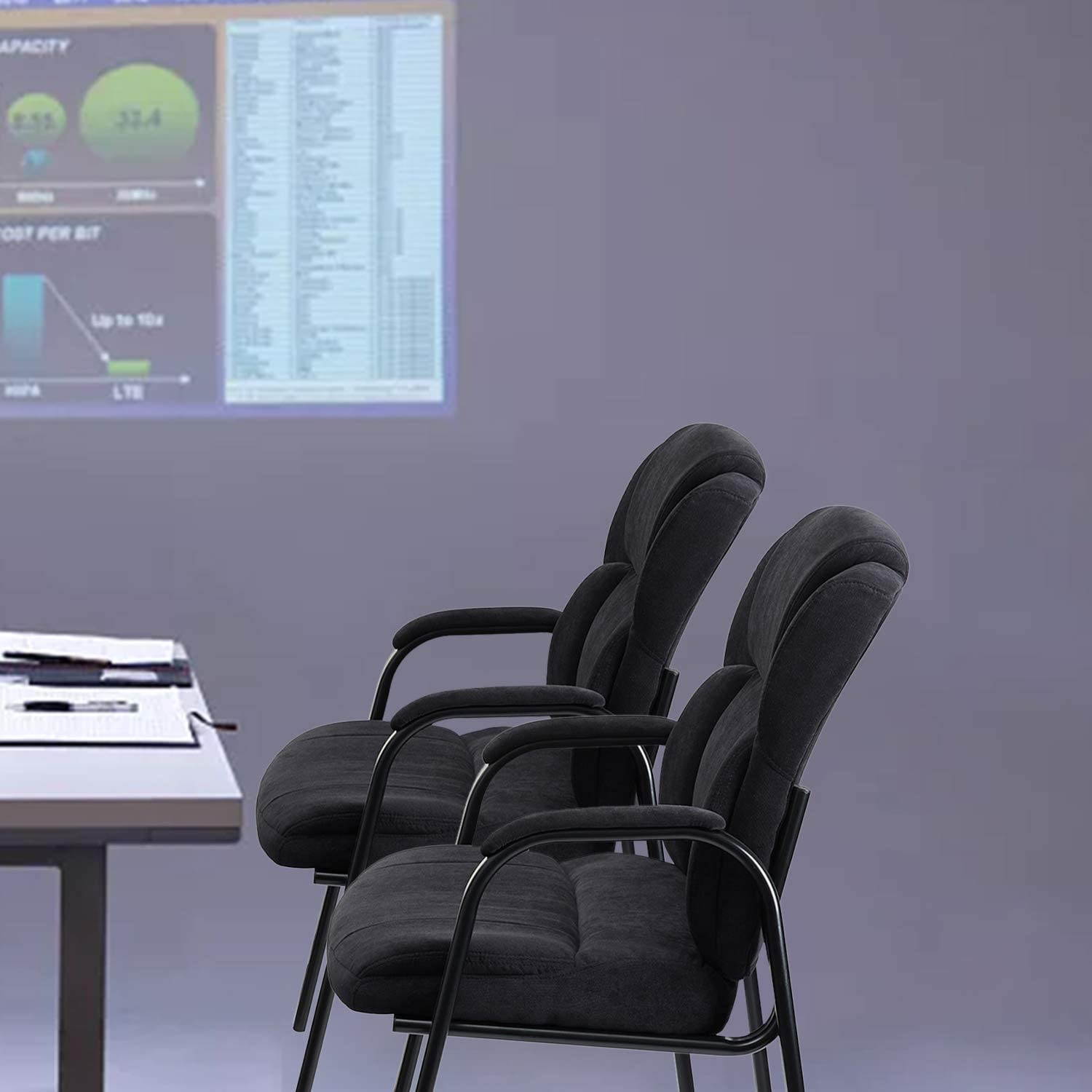 Upholstered Guest Chair with Padded Arm Rest for Reception Meeting Conference and Waiting Room Side Office Home Black