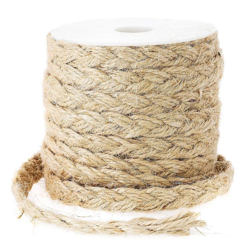 2 Pack 26ft Natural Jute Rope Thick Braided Twine String 0.4" for DIY Crafts Gift Packing