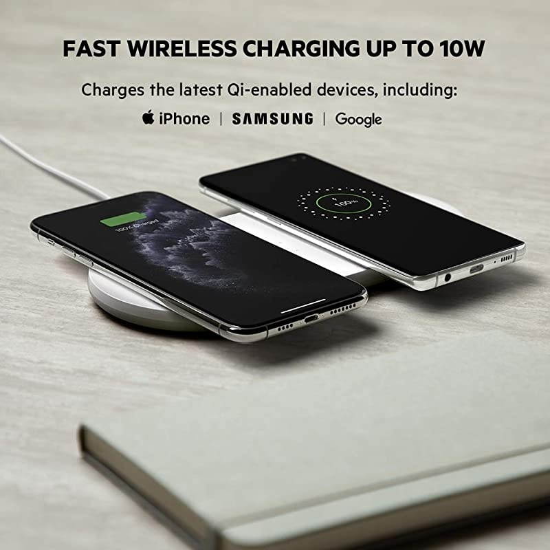 Dual Wireless Charger Dual Wireless Charging Pad 10W for iPhone 11 11 Pro 11 Pro Max Galaxy S20 S20+ S20 Ultra Pixel 4 4XL AirPods and More Black