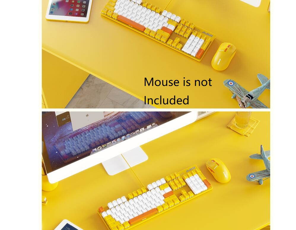 A-jazz  N-Key Rollover  Mechanical Gaming Keyboard, White Backlit, PBT Keycaps-White and Yellow