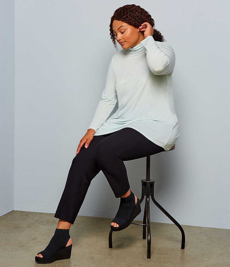 Eileen Fisher Warrick Stretch Knit Peep Toe Open Back Platform Wedges