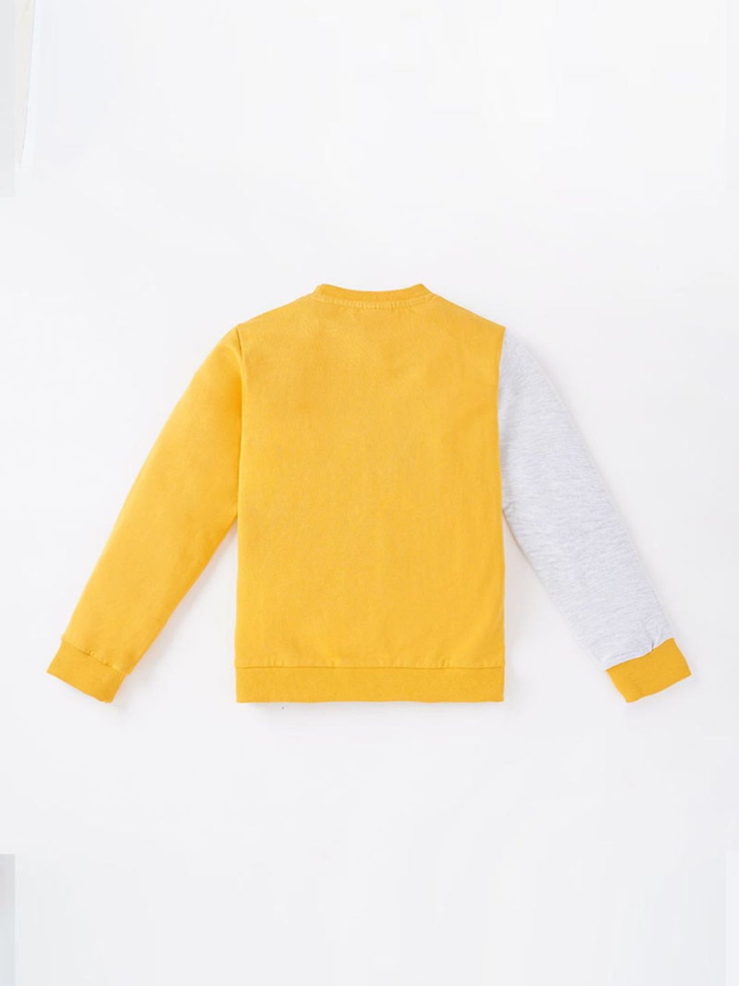 Ed-a-Mamma Kids Yellow & White Cotton Color Block Full Sleeves Sweatshirt