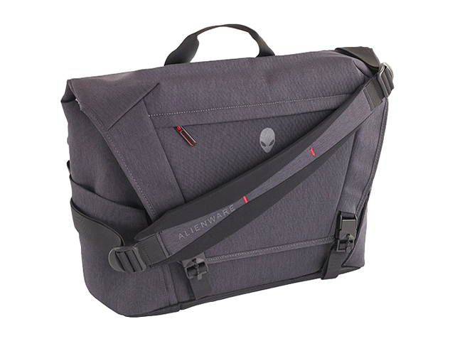 Mobile Edge Alienware Carrying Case (Messenger) Notebook, Tablet - Gray, Black - Bump Resistant Interior - Heather, Cross-linked Polyethylene (XPE) Foam Strap - Reflective Alien Head Logo - ...