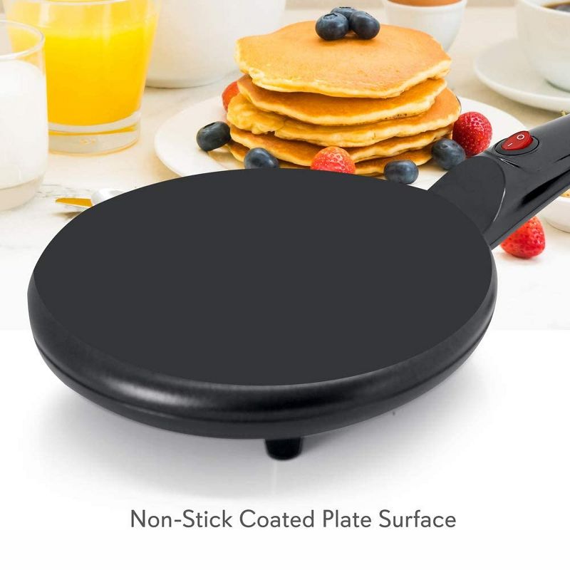 NutriChef Electric Plug In Countertop Crepe Maker and Griddle Hot Plate Cooktop with Automatic Temperature Control, and Cool Touch Handle, Black