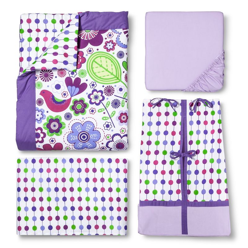 Bacati Crib Bedding Set - 10pc - Purple Botanicals