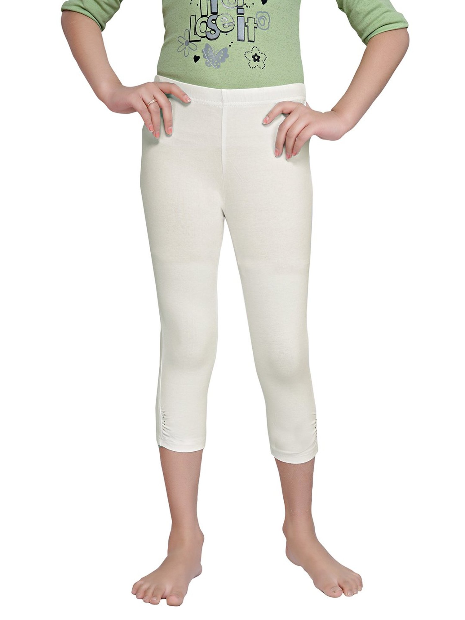 Tiny Girl Cream Solid Leggings