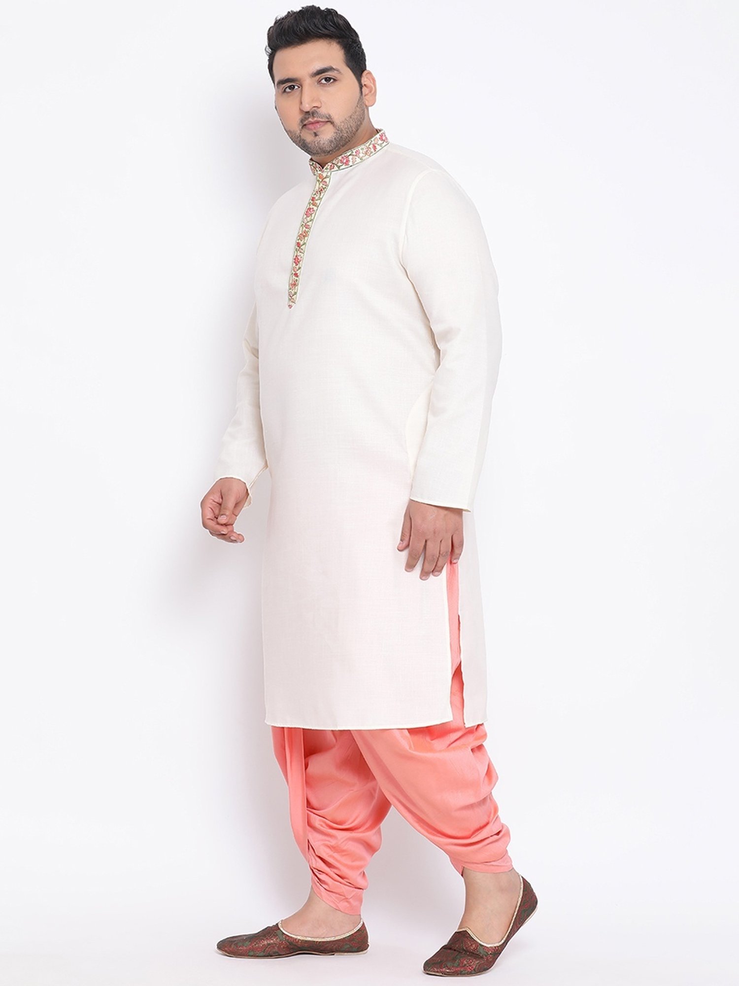 KISAH PLUS White Regular Fit Embroidered Kurta Bottom Set