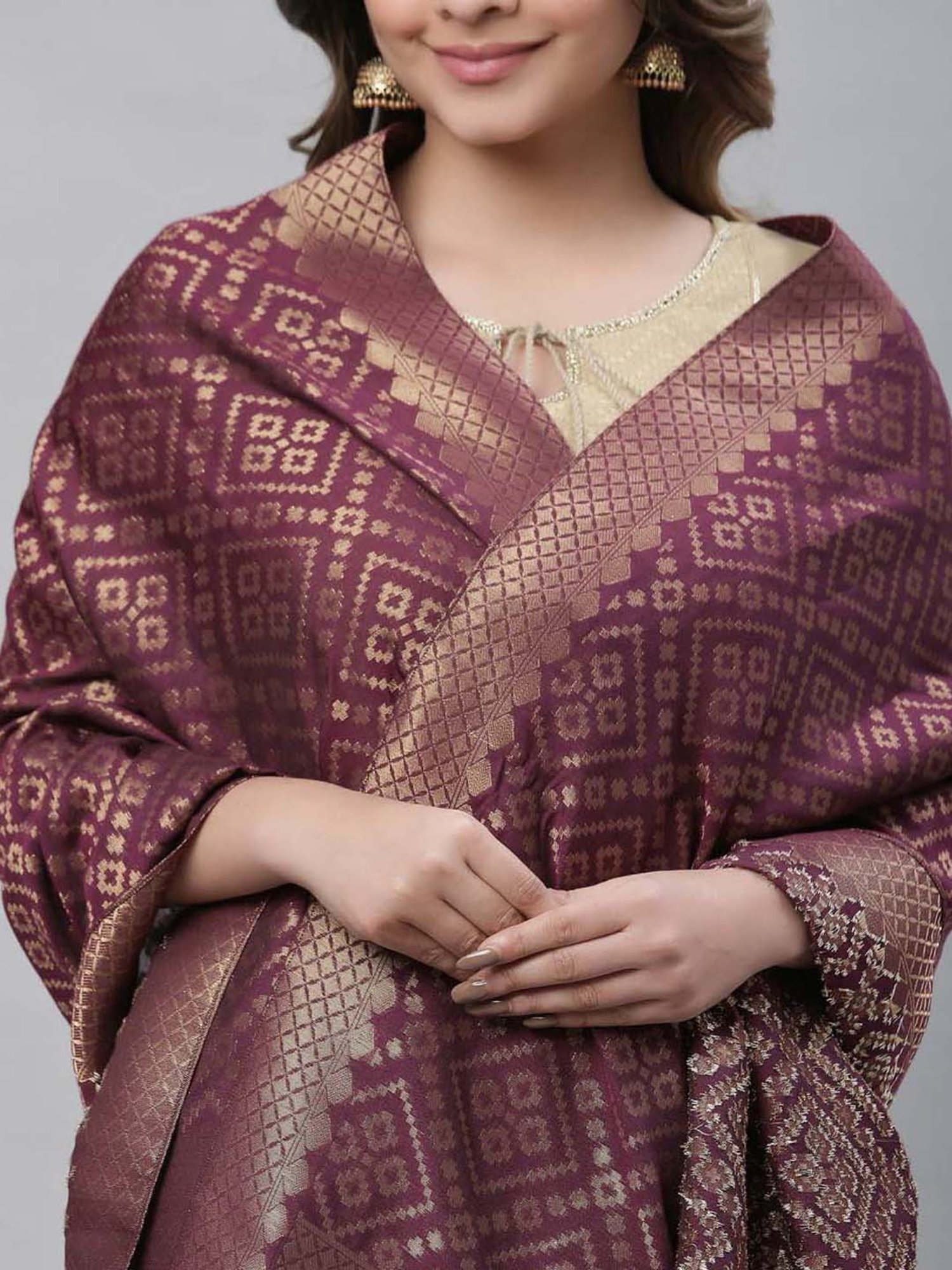 Aurelia Purple Woven Pattern Dupatta