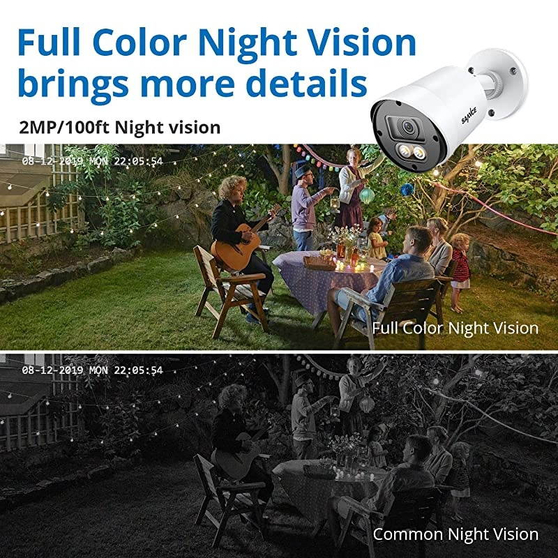 1080P Full Color Night Vision Surveillance System, 8CH 5MP-N Security Camera DVR 4Pcs 2MP Outdoor CCTV Camera with 2 x 3500K Warm Spotlight LED P2P Smart Motion Alert, 1TB HDD Included