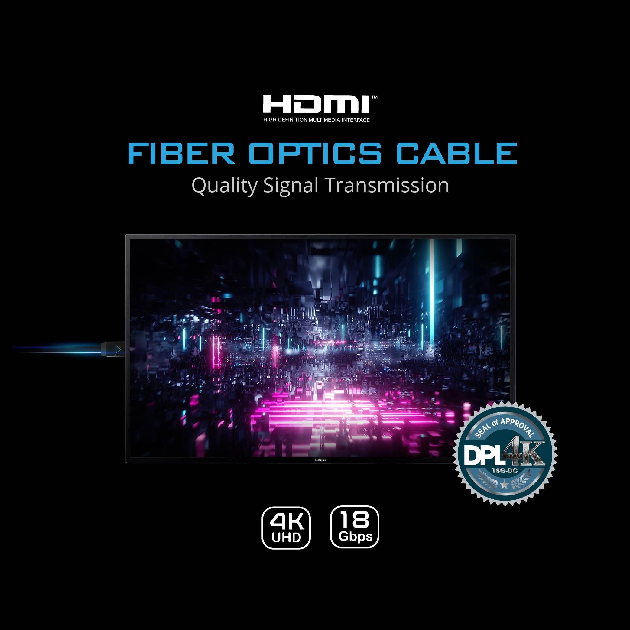 ARQUUS W73 The World's First Fiber Optics HDMI 2.0 Console Gaming RGB Light up 4K Cable 9ft DPL HDMI Certified&hellip;