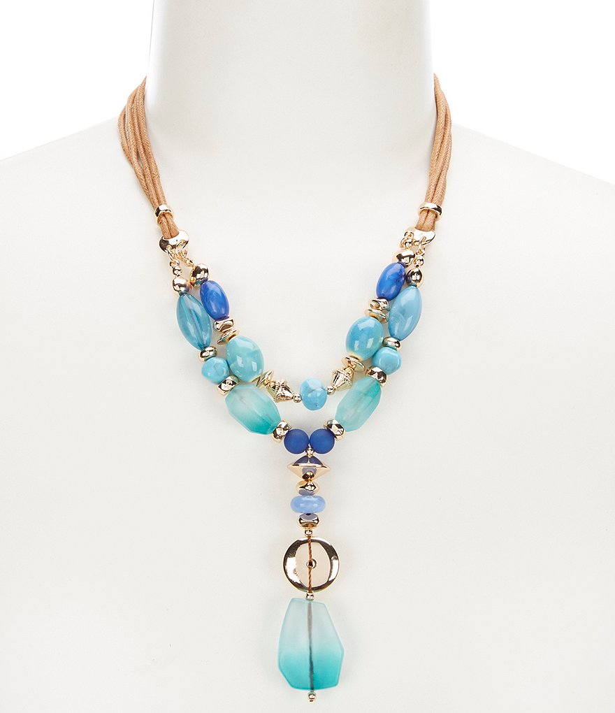 Beaded Y Resin Necklace