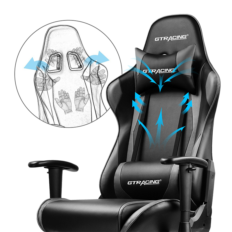 Gaming Chair, Racing Style Computer Desk Chair Padded Armrests Ergonomic Lumbar Support Adjustable Height