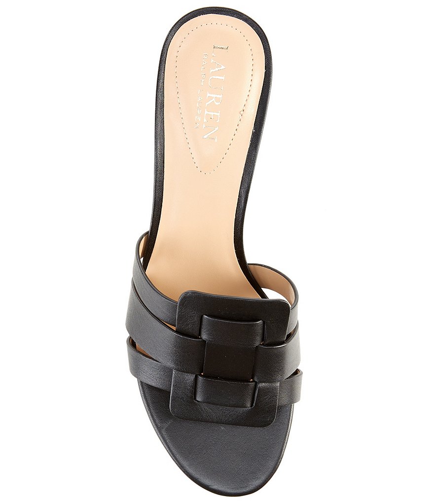 Lauren Ralph Lauren Whitnee Woven Leather Block Heel Mules