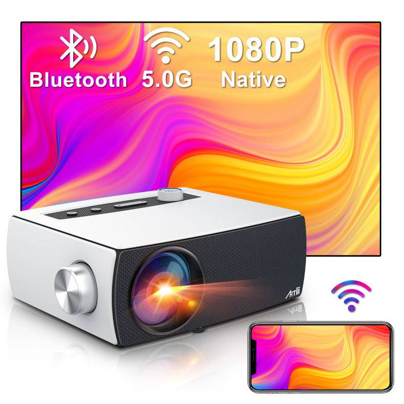 Portable 5G WiFi Bluetooth Projector, Artlii Enjoy 3 Full HD Native 1080P Projector, Supports Zoom&Keystone, Outdoor Projector Compatible with TV Stick/iOS/Android/PS4/PPT/HDMI/USB