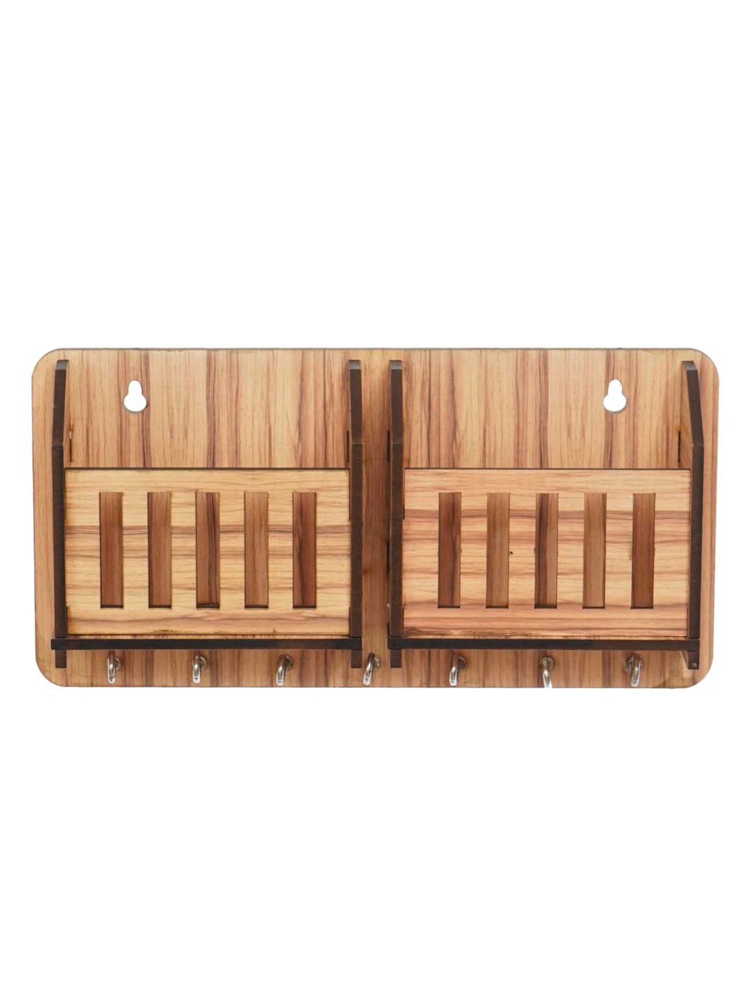 eCraftIndia Multiutility 7 Hooks Wooden Mobile Holder and KeyHolder