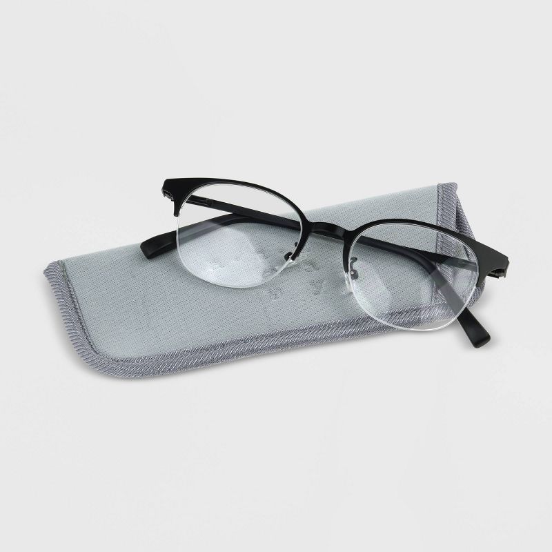 Women's Matte Browline Blue Light Filtering Glasses - A New Day™ Black