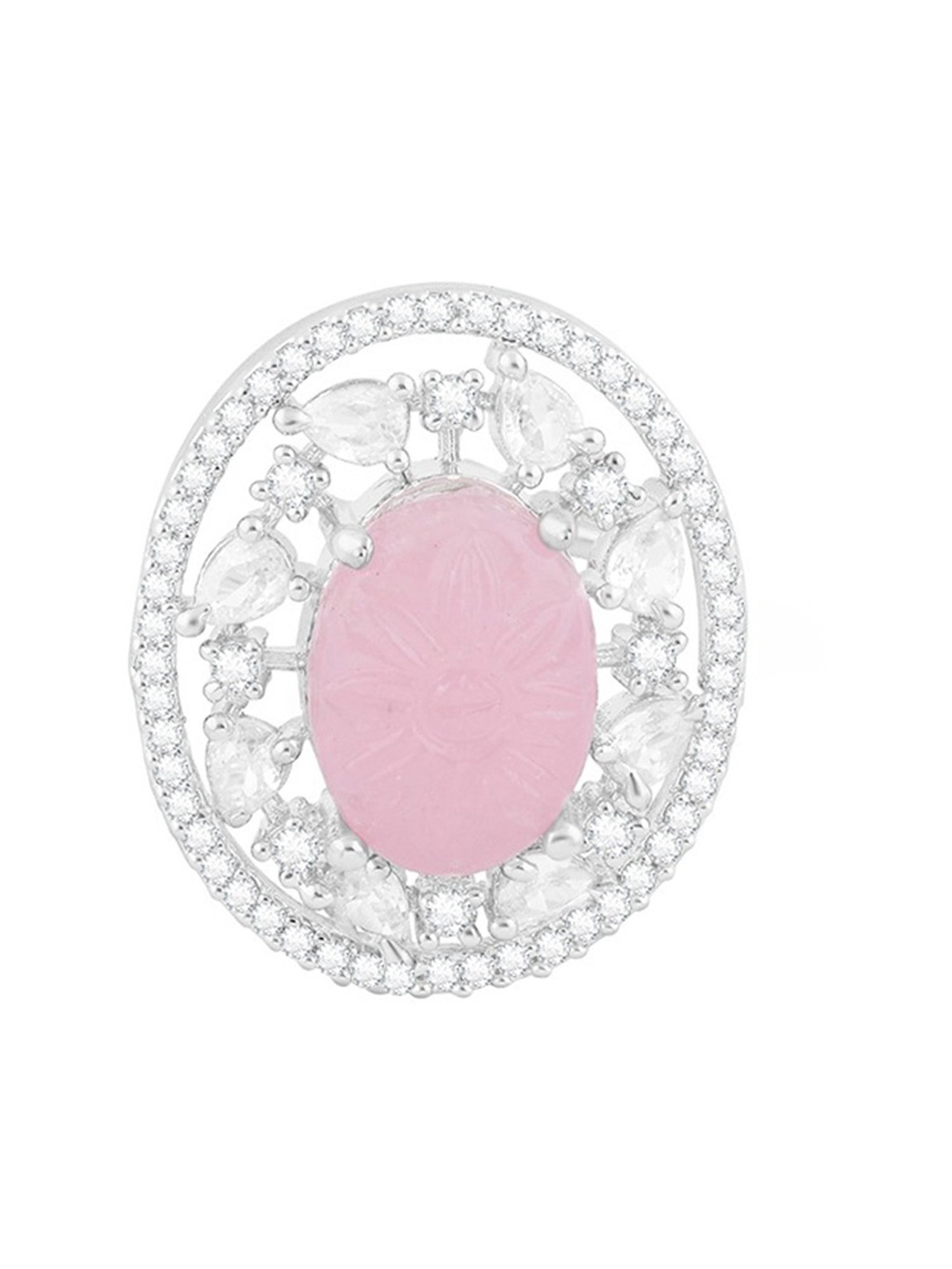 Zaveri Pearls Pink Stone & Dazzling Cubic Zirconia Embellished Brass Contemporary Ring-ZPFK15829