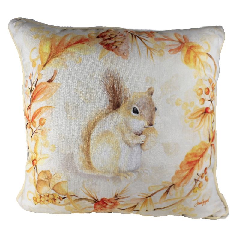 Fall 18.0" Squirrels And Acorns Pillow Throw Decor  -  Decorative Pillow
