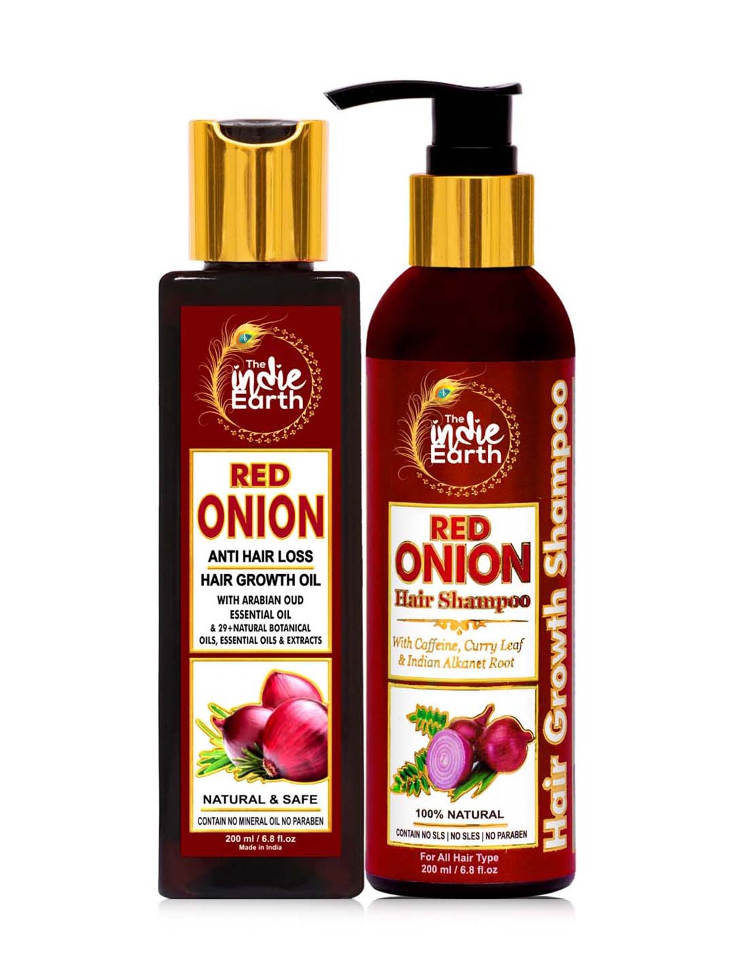 The Indie Earth Red Onion Anti Hair Loss & Hair Growth Combo Pack of 2 - 400 ml