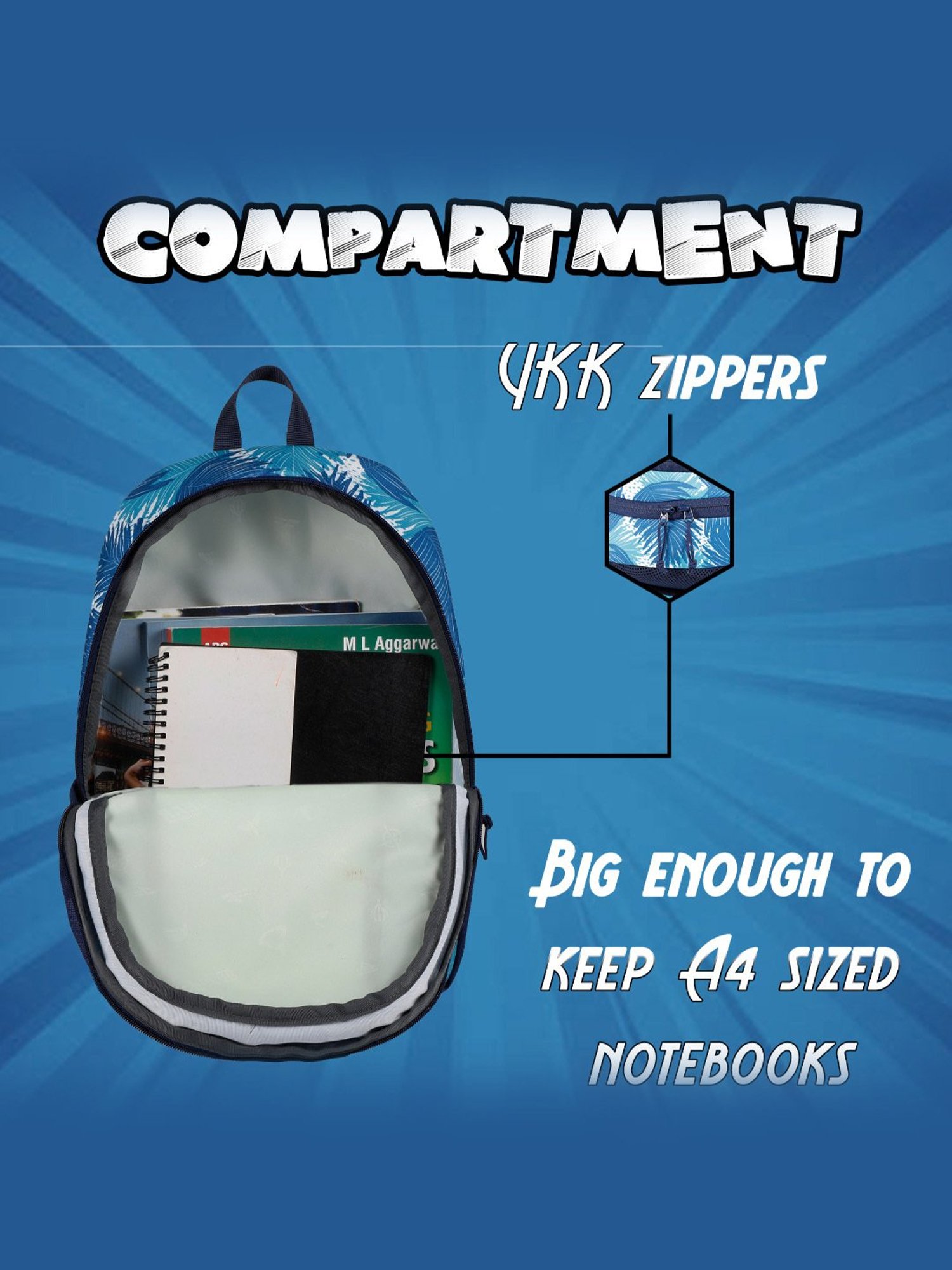 F Gear Dylan Ferns Aqua Navy Blue Printed Small Backpack