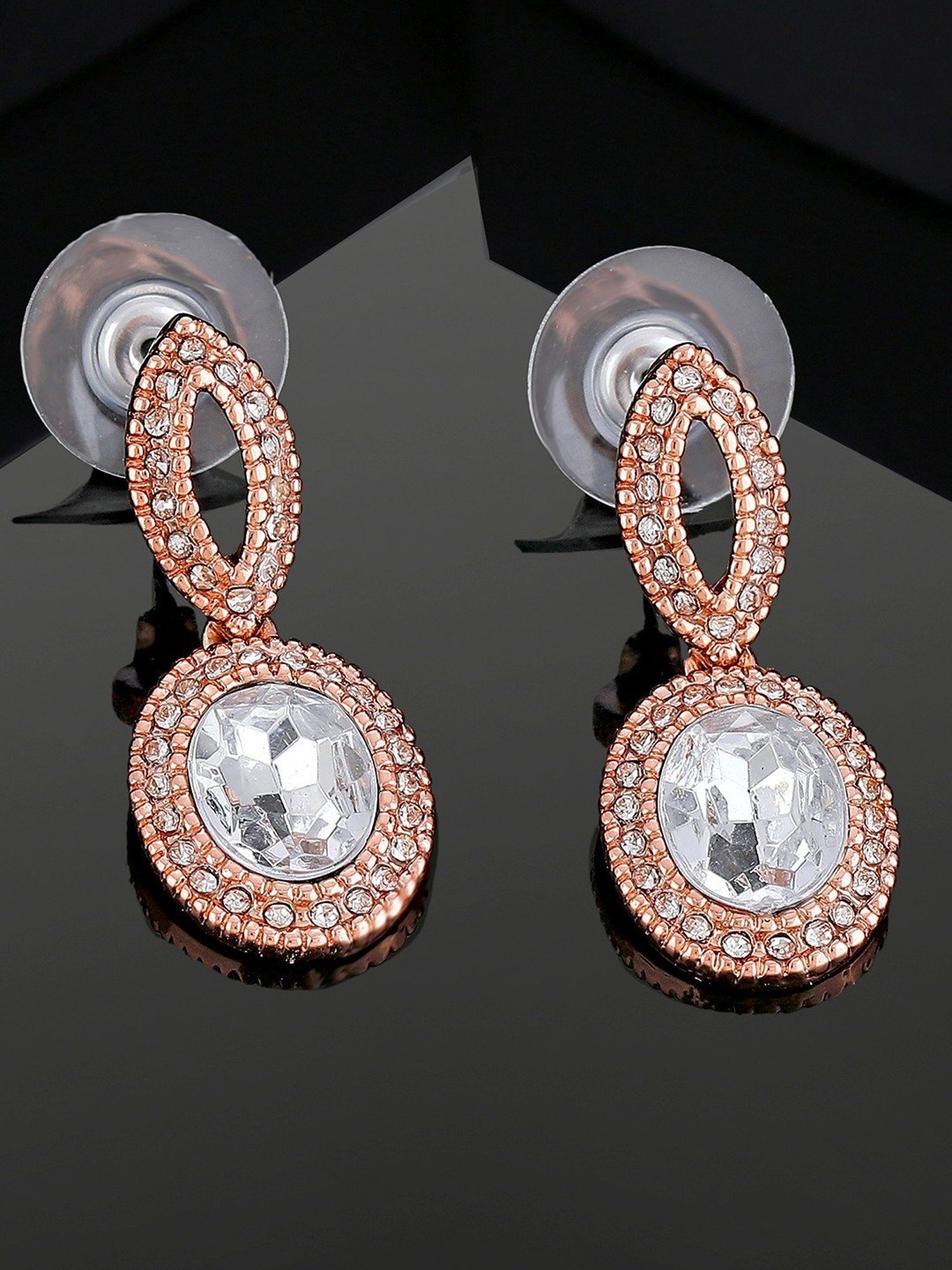 Estele Rose Gold-Plated Sparkling Drop Earrings