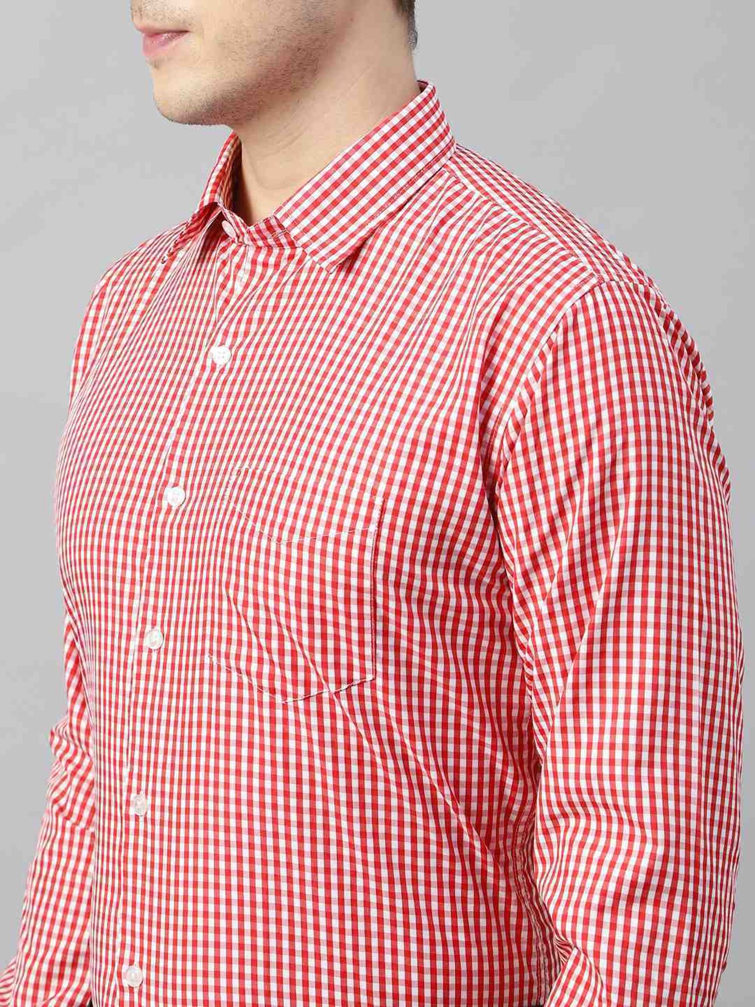 English Navy Red Slim Fit Checks Shirt