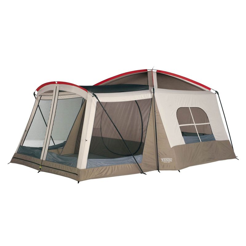 Wenzel Klondike Large Outdoor 8 Person Camping Tent with Screen Room, Brown